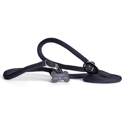Laisse corde d'entraînement bleu foncé pour chien de la collection memopet avec technologie NFC.