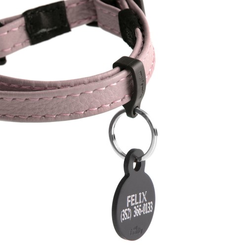 Soft Pink Florence Cat Collar in Genuine Leather
