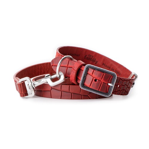 Collier Tucson en Cuir Véritable Rouge