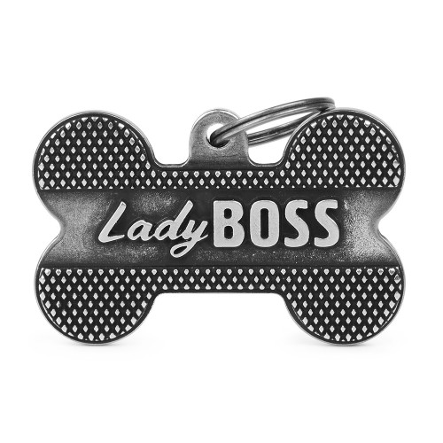 Medaglietta Bronx Osso XL "Lady Boss" in Argento Antico