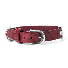 Collier Monza en Cuir Véritable Rouge