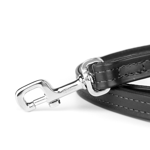 Laisse Hermitage en Cuir Véritable Noir - Total Black