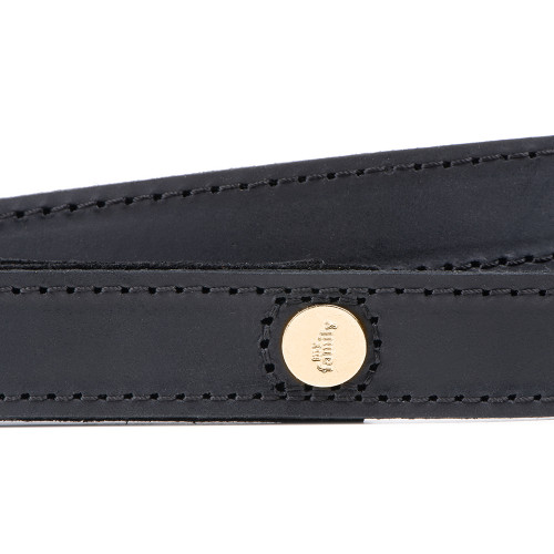 Laisse Ginevra en Cuir Noir avec Finitions Dorées