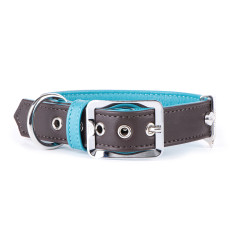 Collier Hermitage in Cuir Véritable Marron et Turquoise
