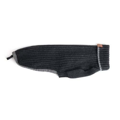 Suéter para Perros Cortina con Tejido Acanalado Gris Antracita