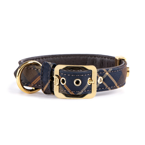 Hermitage Tartan Halsband aus echtem braunes leder