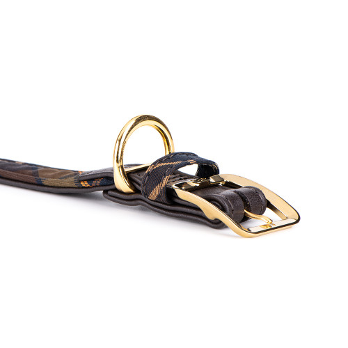 Collier Hermitage Tartan en Cuir Véritable Marron