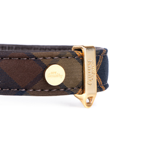 Collier Hermitage Tartan en Cuir Véritable Marron