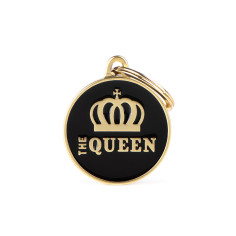 Schwarz Satin Charms Plakette "The Queen"