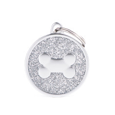 Médaille Shine Cercle Grand Glitter Gris Os Satin
