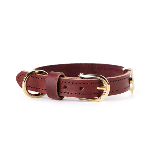 Collier Ginevra en Cuir Rouge avec Finitions Dorées