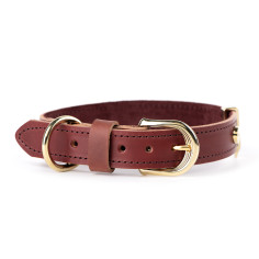Halsband Ginevra in rotem Leder mit goldenen Veredelungen