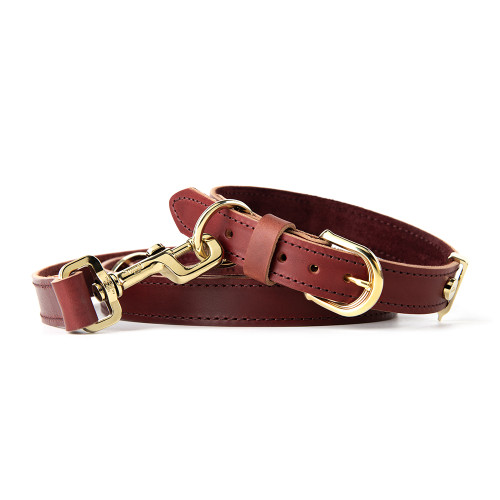 Collier Ginevra en Cuir Rouge avec Finitions Dorées