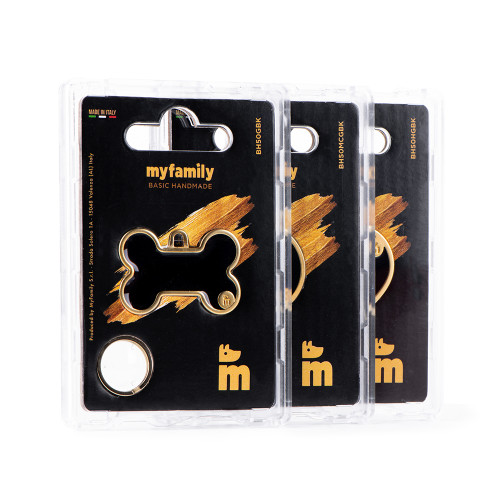 Basic Handmade Schwarze Satin-Gold Kreis Plakette