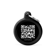 Placa Hushtag Plus QR Code Círculo Negro de Aluminio con...