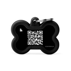 Placa Hushtag Plus QR Code Hueso Negro de Aluminio con...
