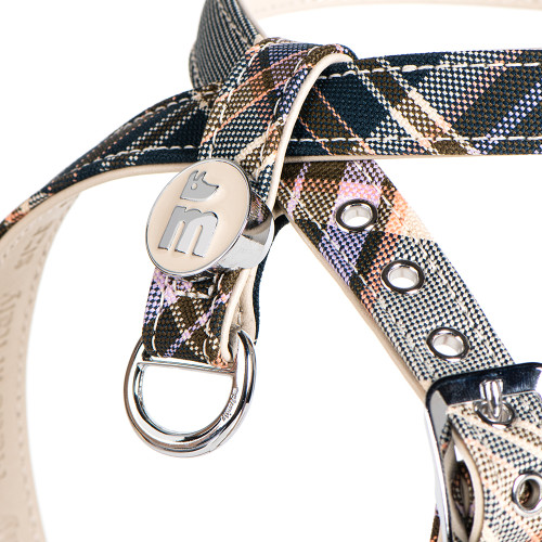 X Hermitage-Tartan-Geschirr aus echtem cremefarbenem Leder