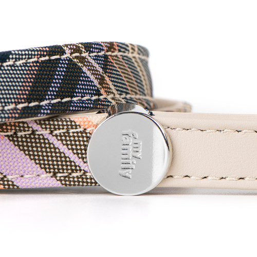 Laisse Hermitage Tartan en Cuir Véritable Crème