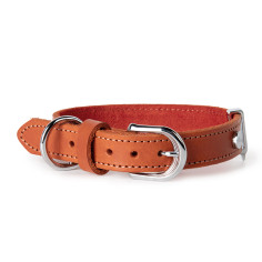 Collier Ginevra en Cuir Orange avec Finitions Chrome