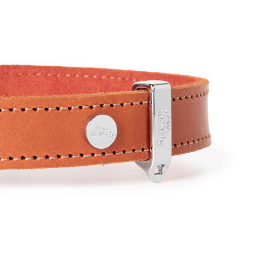 Collier Ginevra en Cuir Orange avec Finitions Chrome