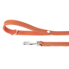 Laisse Ginevra en Cuir Orange avec Finitions Chrome