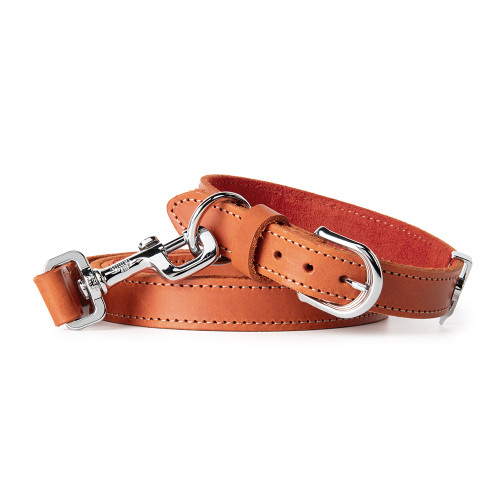 Collier Ginevra en Cuir Orange avec Finitions Chrome