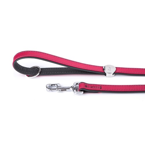 Laisse Firenze en Cuir Véritable Fuchsia