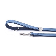 Laisse Firenze en Cuir Véritable Bleu Ciel