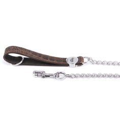 Leine Tucson in echtem Taupe-Leder mit Kette