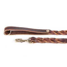 Laisse Ascot en Cuir Gras Marron