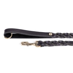Laisse Ascot en Cuir Gras Noir