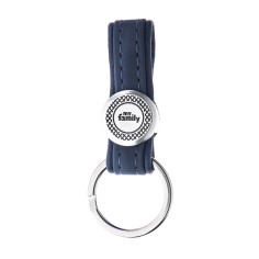 PORTACHIAVE BILBAO SIMILPELLE BLU  FINITURE ARGENTO ANTICO