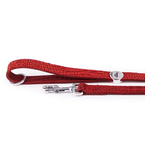 Laisse Tucson en Cuir Véritable Rouge