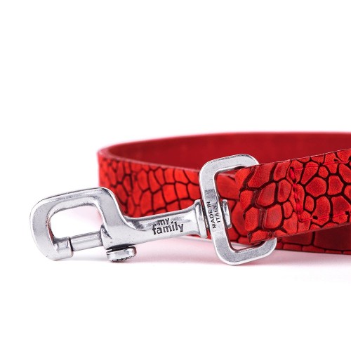 Laisse Tucson en Cuir Véritable Rouge