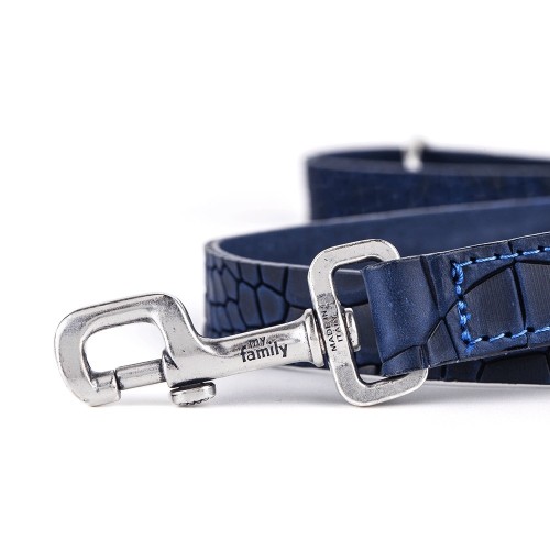 Laisse Tucson en Cuir Véritable Bleu