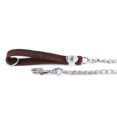 Laisse Tucson en Cuir Véritable avec Chaîne Marron