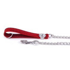 Laisse Tucson en Cuir Véritable avec Chaîne Rouge