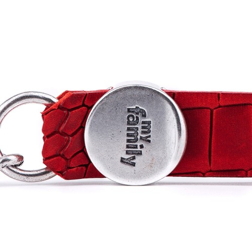 Laisse Tucson en Cuir Véritable avec Chaîne Rouge