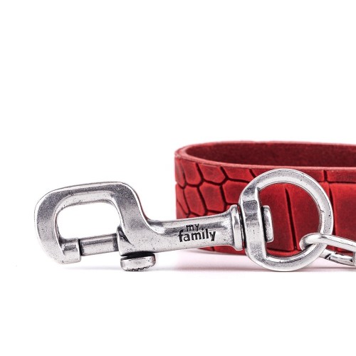 Laisse Tucson en Cuir Véritable avec Chaîne Rouge