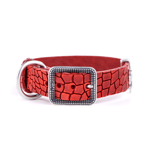 Collier Tucson en Cuir Véritable Rouge