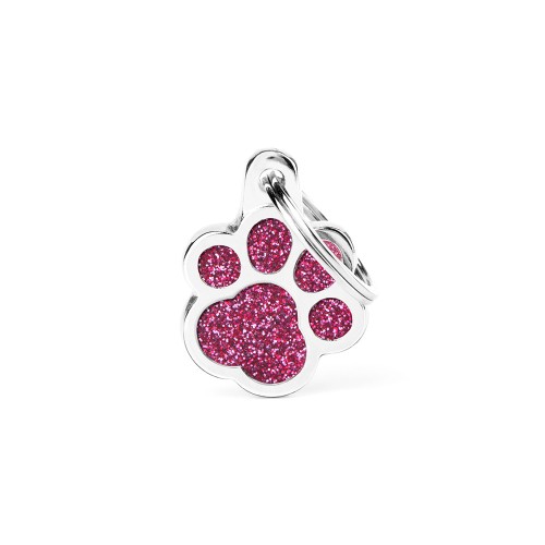 Shine Pink Glitter Paw ID Tag