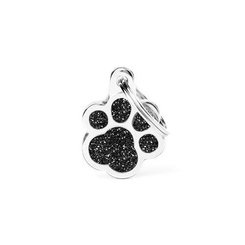 Shine Pfote Plakette Glitter schwarz