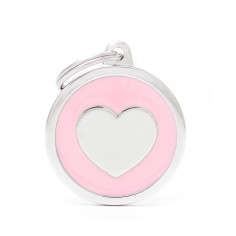 Placa Classic Círculo Grande Rosa con Corazón