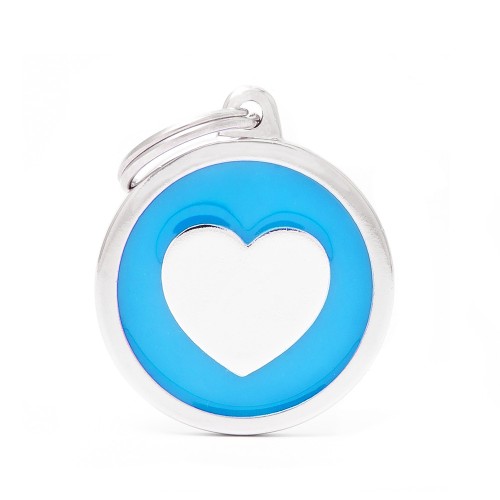 Classic großer blauer Kreis Plakette mit Herz