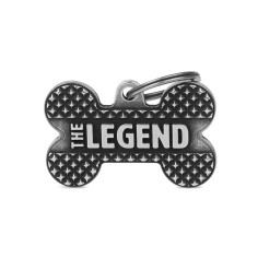 Placa Bronx Hueso Grande "The Legend" en Plata Antigua