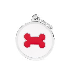 Medaglietta Charms Cerchio Grande Bianco con Osso Rosso