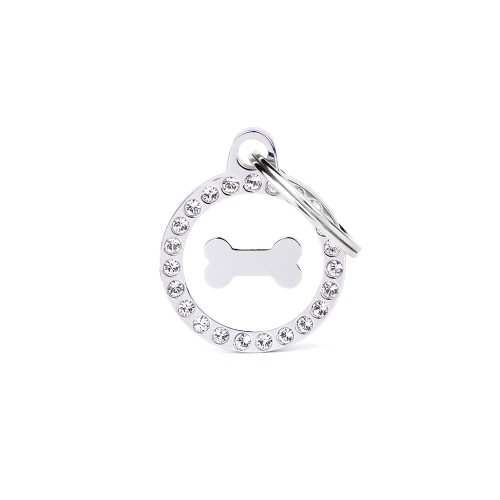 Médaille Glam Os Blanc avec Strass