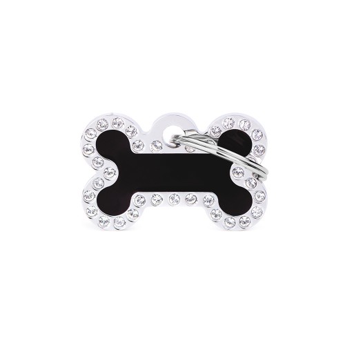 Médaille Glam Os Petit Noir avec Strass