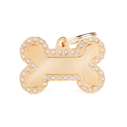 Placa Glam Hueso Grande Oro con Strass
