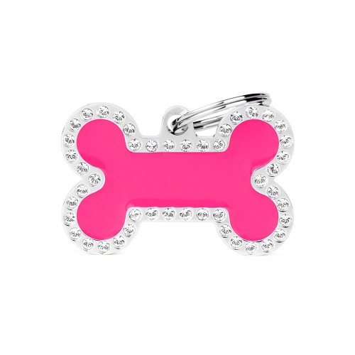 Placa Glam Hueso Grande Fucsia con...